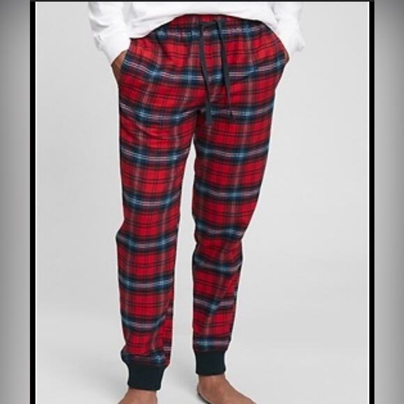 Gap Flannel PJ Joggers Cotton Red Plaid Medium Lounge pants - Picture 13 of 13